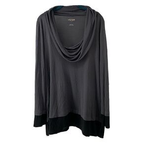 Victor Alfaro Scoop Cowl Neck Gray Top Large